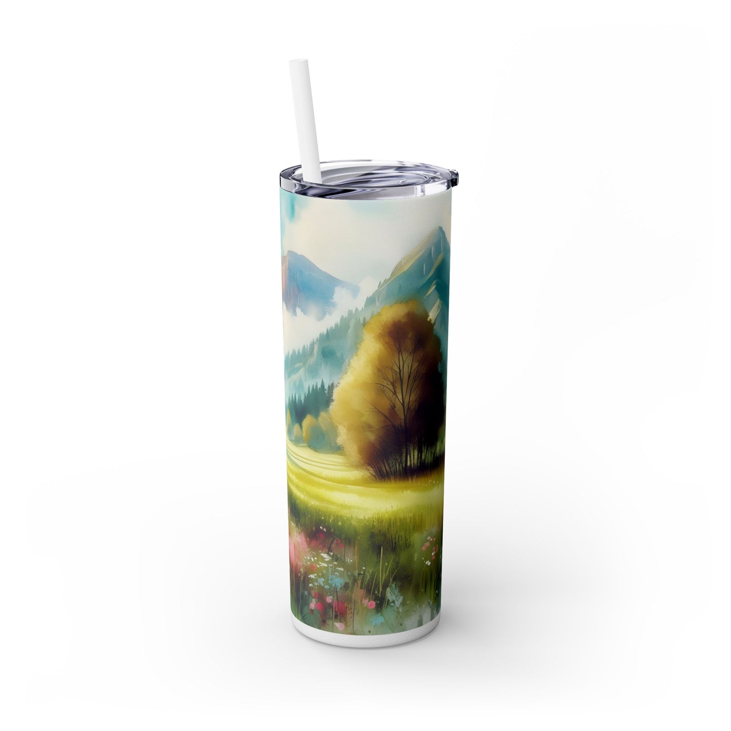 Spring mountain  Tumbler with Straw, 20oz