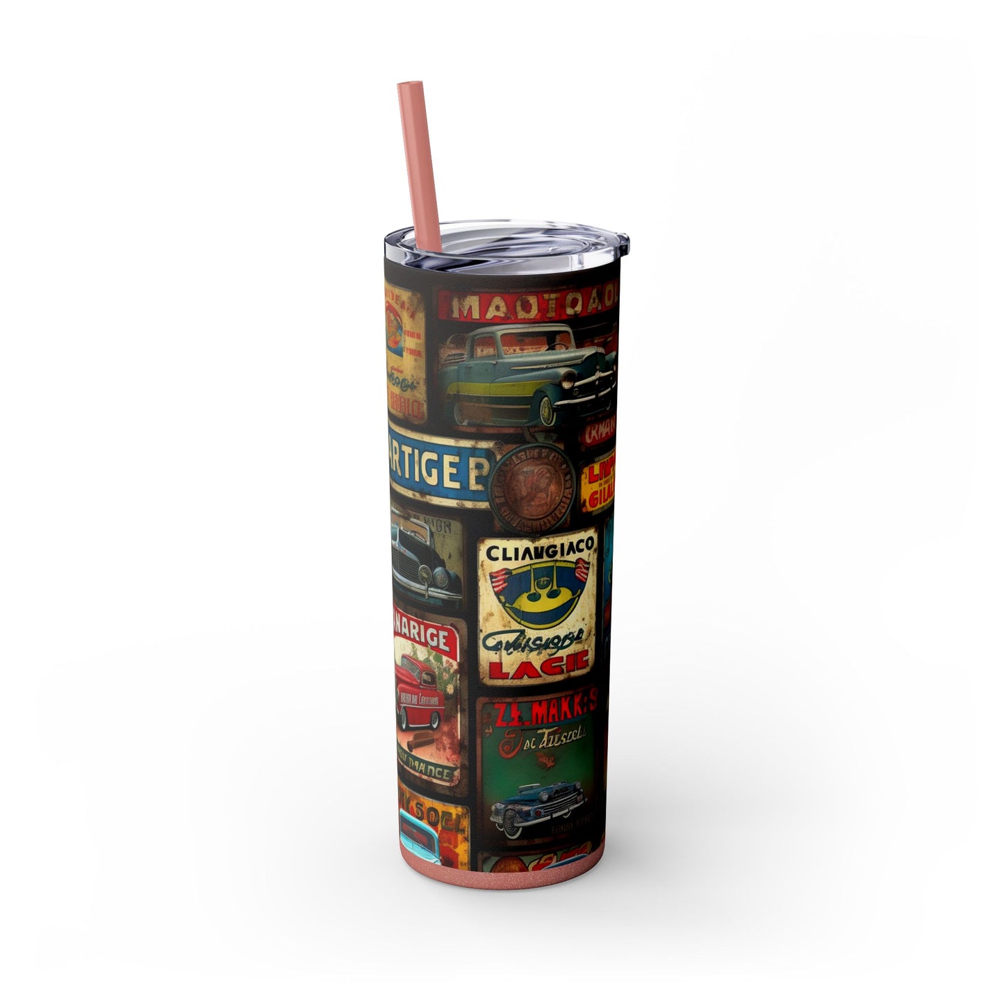 Copy of Retro car Skinny Tumbler with Straw, 20oz