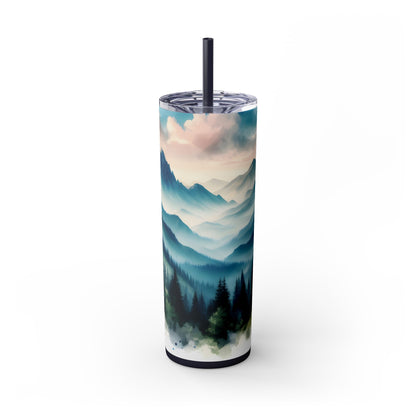 Mountain Skinny Tumbler with Straw, 20oz