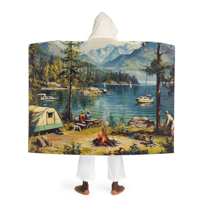 Camping Hooded Sherpa Fleece Blanket