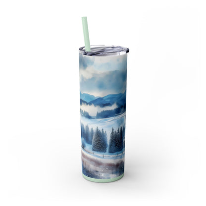 Snowy Skinny Tumbler with Straw, 20oz