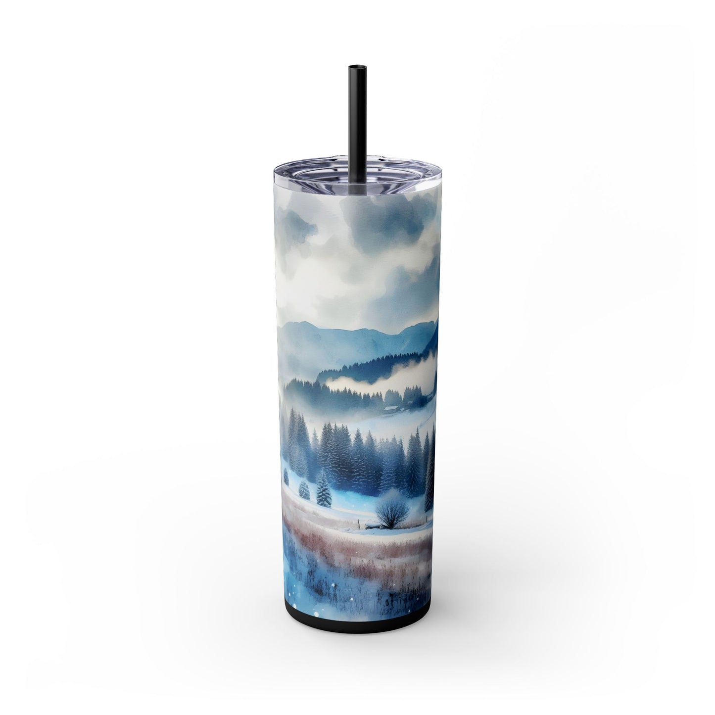 Snowy Skinny Tumbler with Straw, 20oz