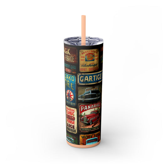 Copy of Retro car Skinny Tumbler with Straw, 20oz