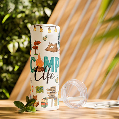 Camp life Tumbler with Straw, 20oz