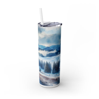 Snowy Skinny Tumbler with Straw, 20oz