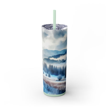 Snowy Skinny Tumbler with Straw, 20oz