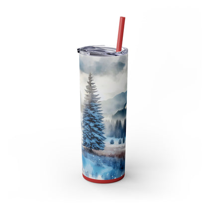 Snowy Skinny Tumbler with Straw, 20oz