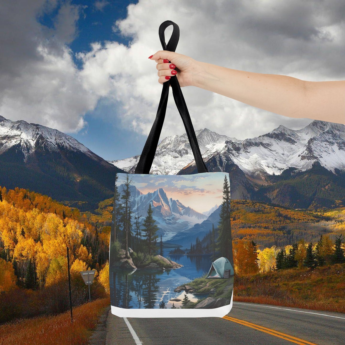 Lake camping USA Tote Bag (AOP)