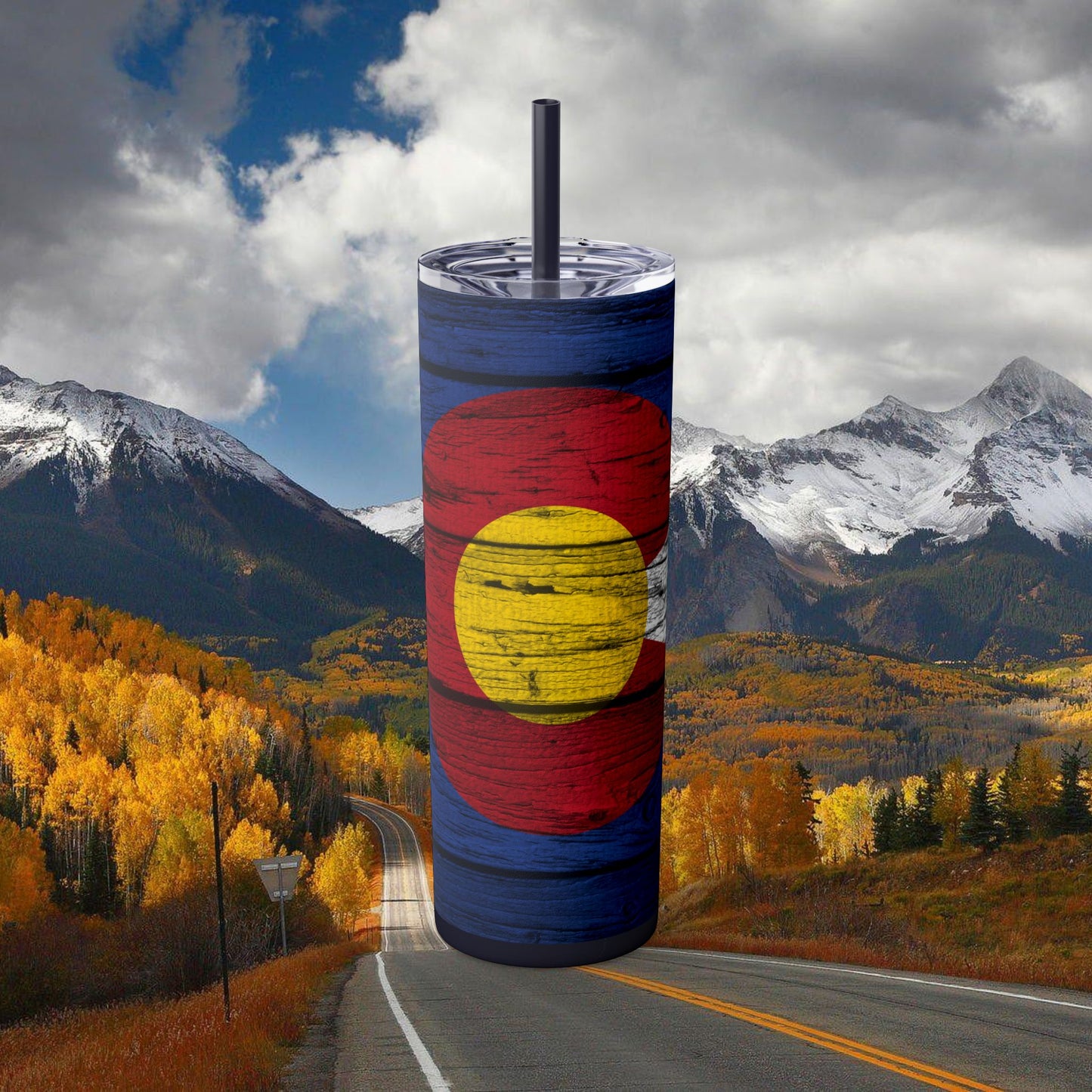 Colorado Skinny Tumbler with Straw, 20oz