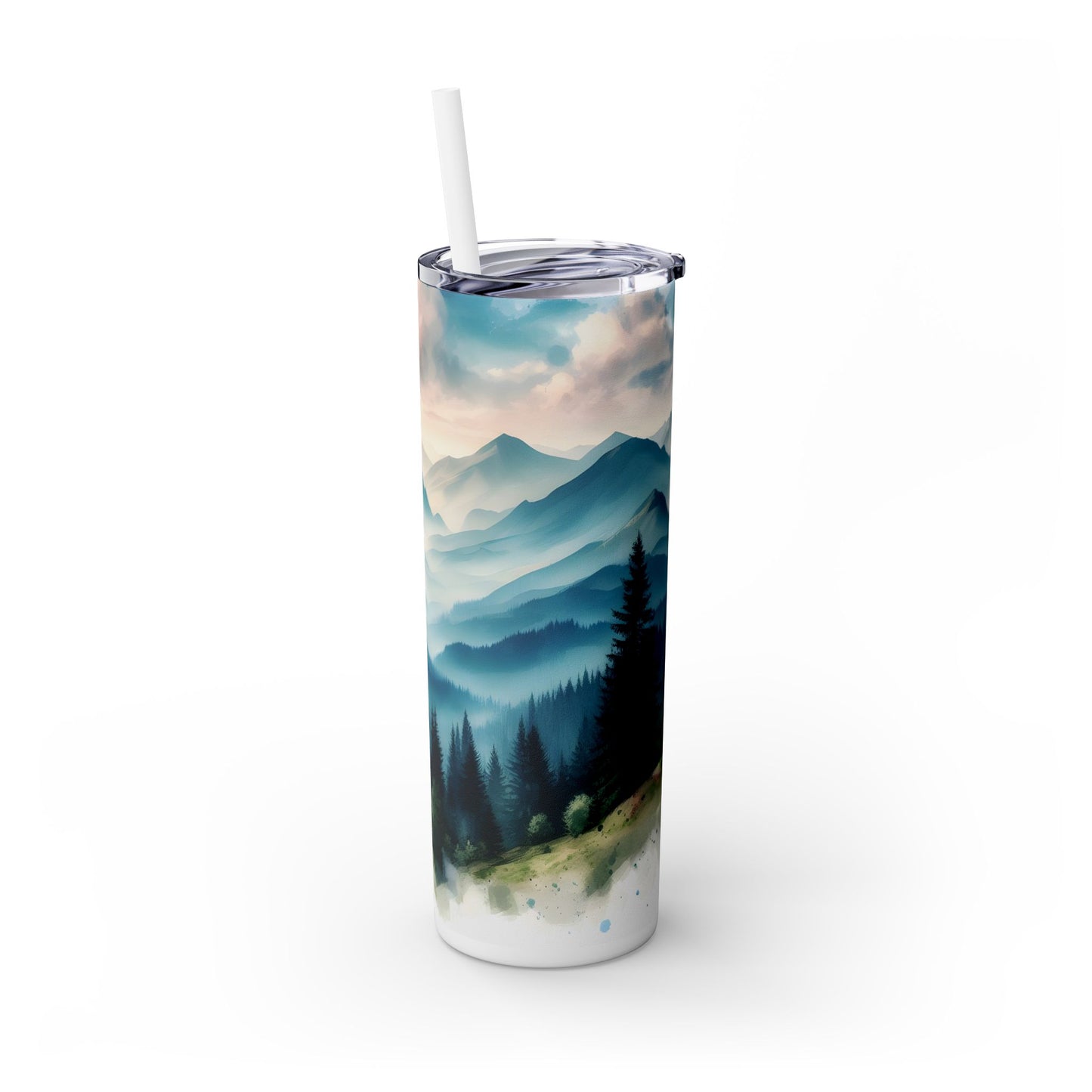 Mountain Skinny Tumbler with Straw, 20oz