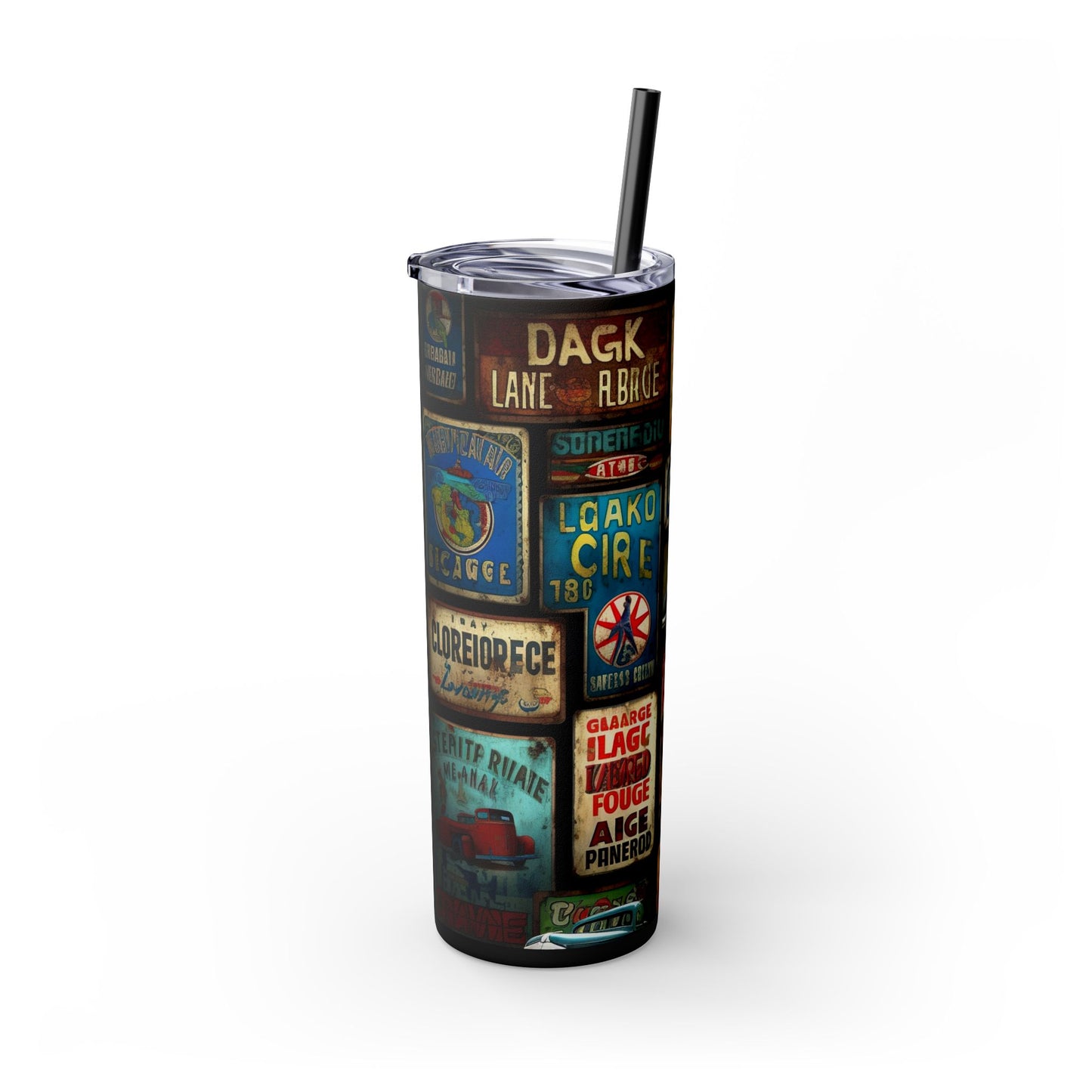 Copy of Retro car Skinny Tumbler with Straw, 20oz