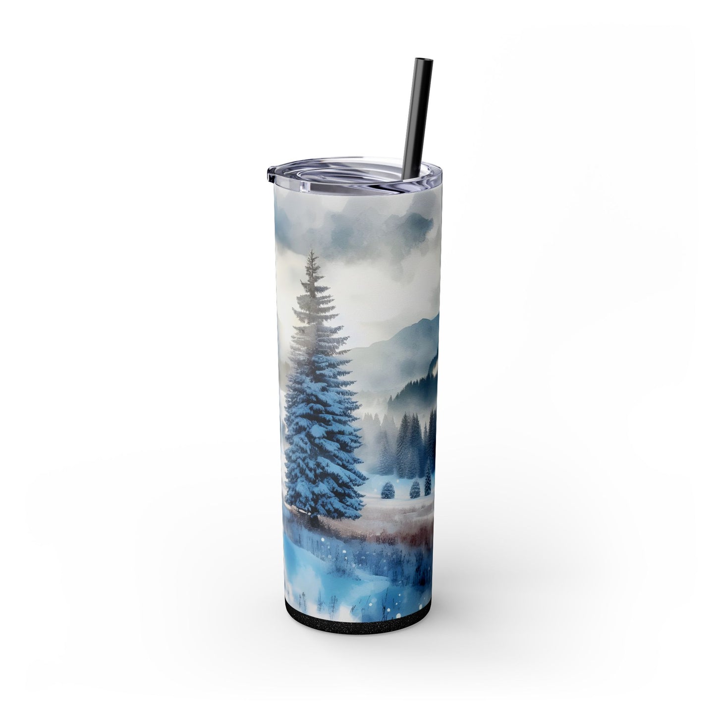 Snowy Skinny Tumbler with Straw, 20oz