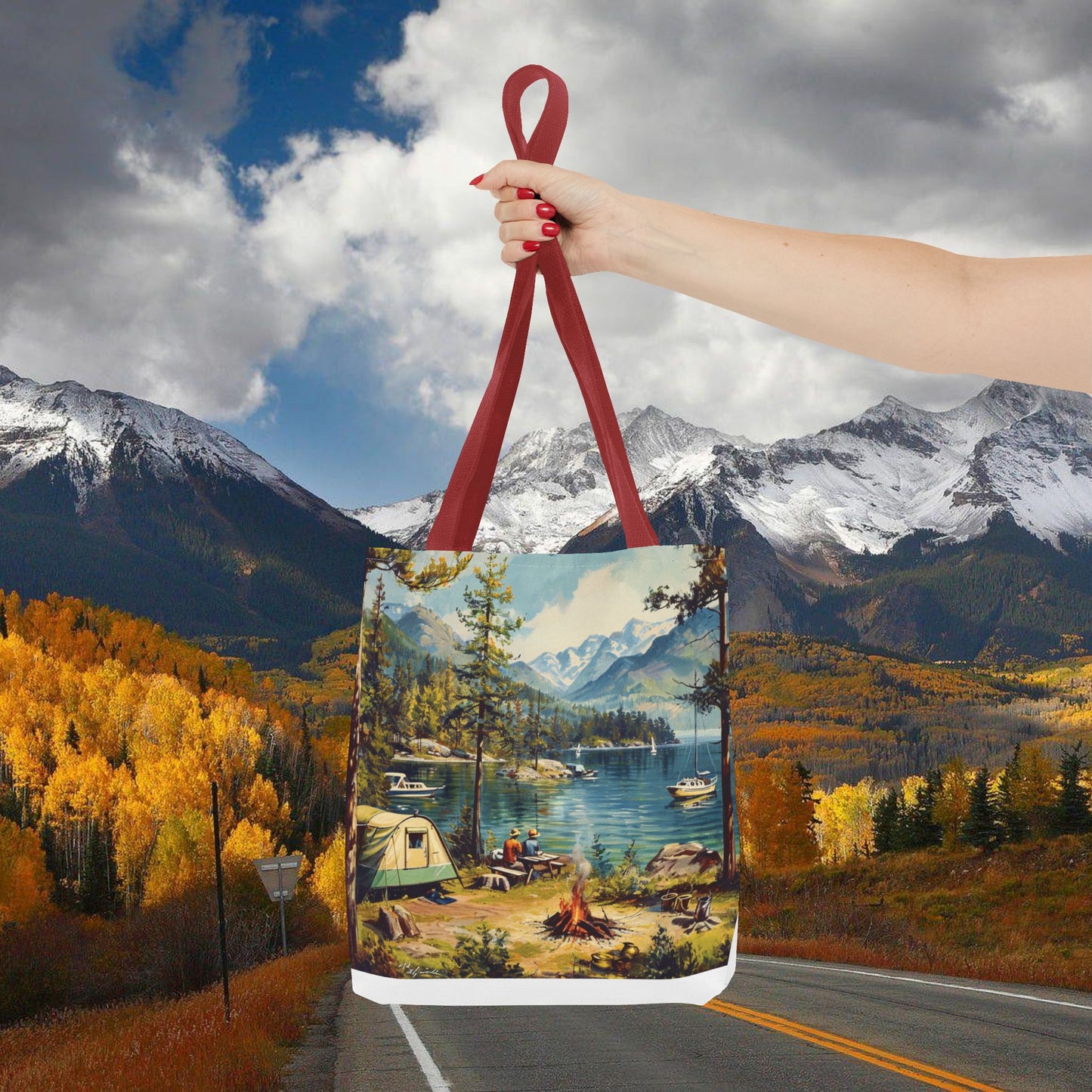 Retro camping USA Tote Bag (AOP)