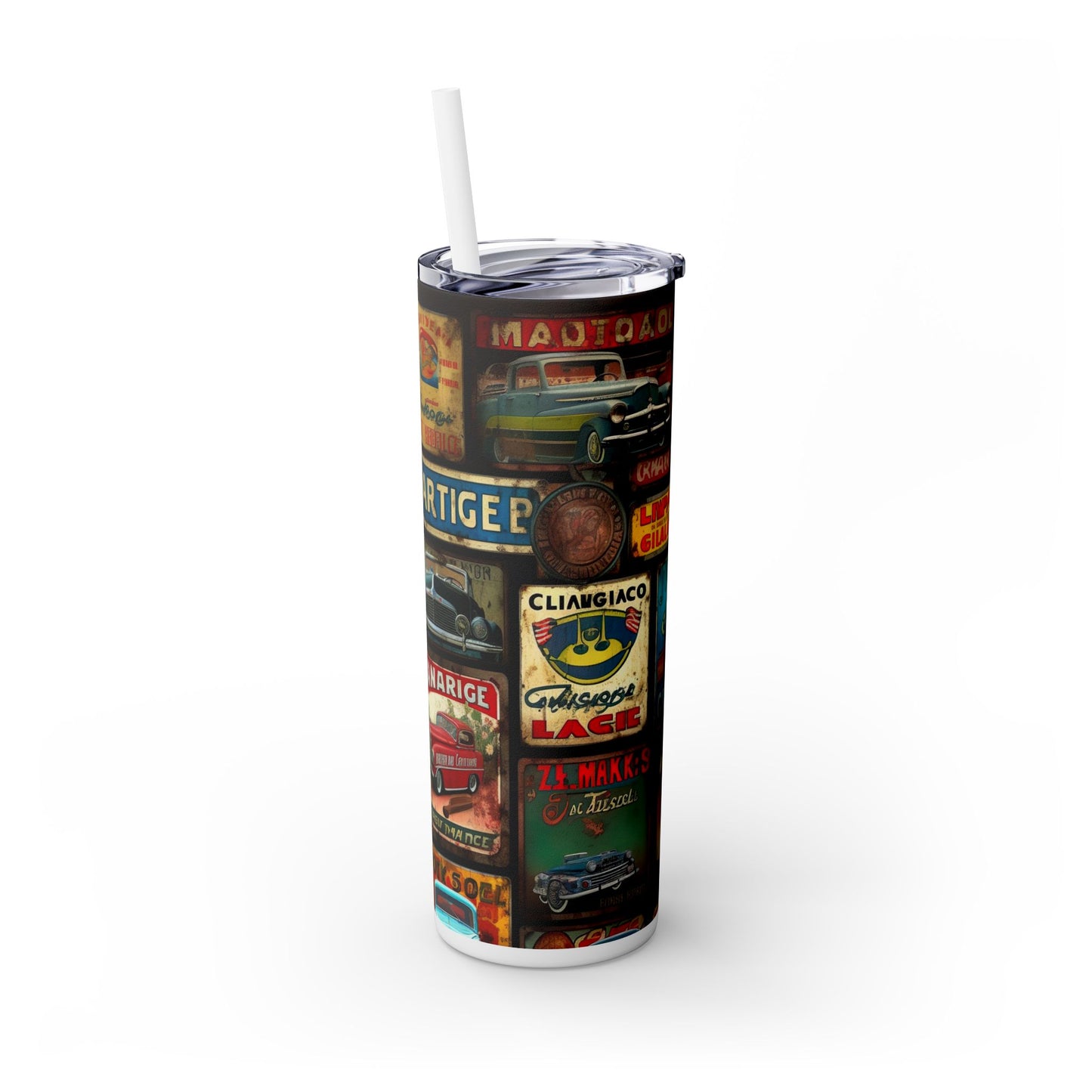 Copy of Retro car Skinny Tumbler with Straw, 20oz