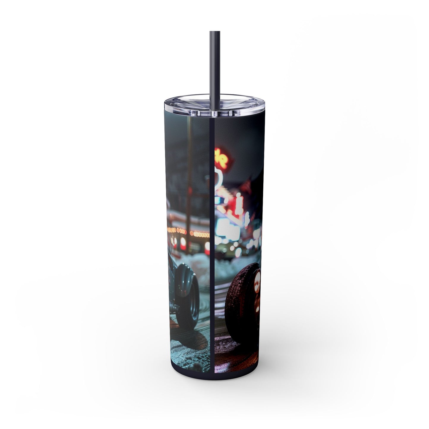 Retro hot rod car Skinny Tumbler with Straw, 20oz