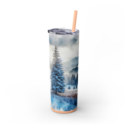 Snowy Skinny Tumbler with Straw, 20oz