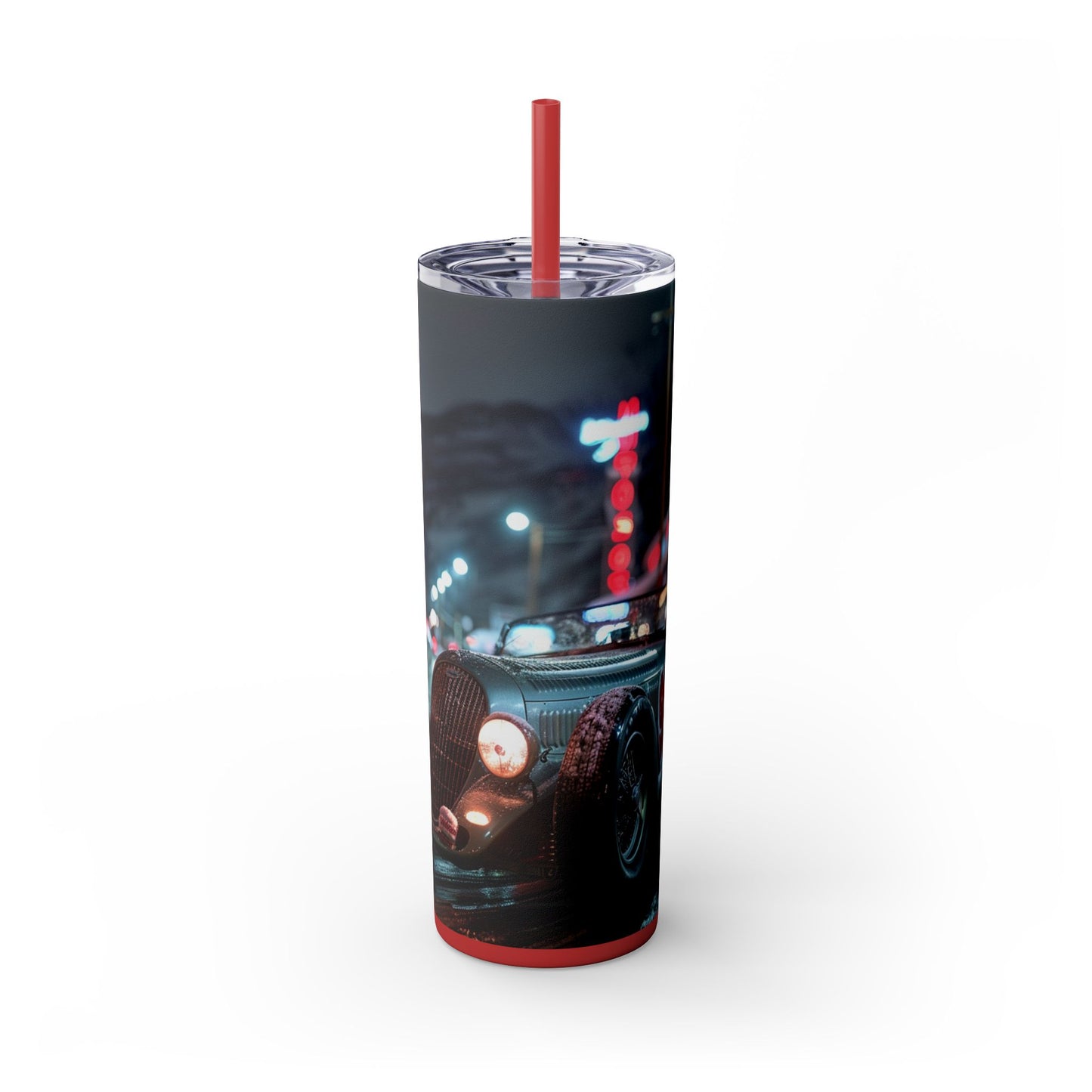 Retro hot rod car Skinny Tumbler with Straw, 20oz