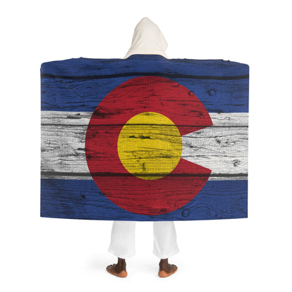 Colorado Camping Hooded Sherpa Fleece Blanket