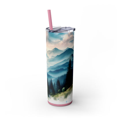 Mountain Skinny Tumbler with Straw, 20oz