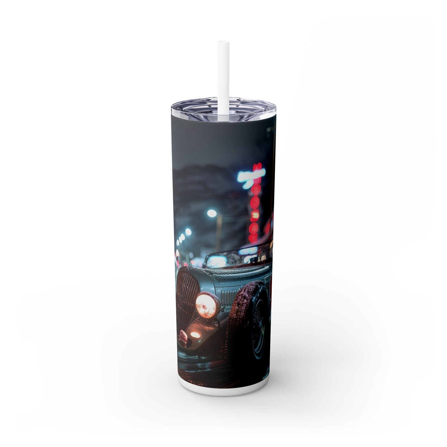 Retro hot rod car Skinny Tumbler with Straw, 20oz