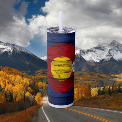 Colorado Skinny Tumbler with Straw, 20oz