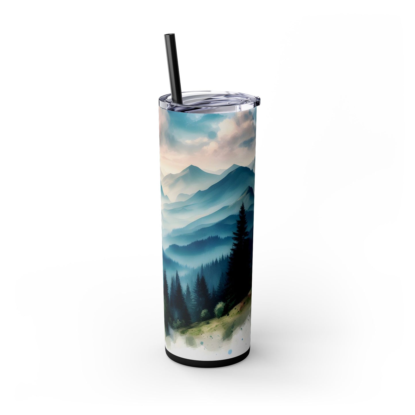 Mountain Skinny Tumbler with Straw, 20oz