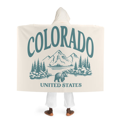 Colorado Camping Hooded Sherpa Fleece Blanket