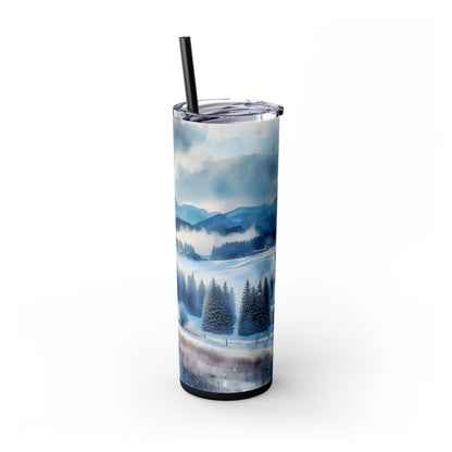 Snowy Skinny Tumbler with Straw, 20oz