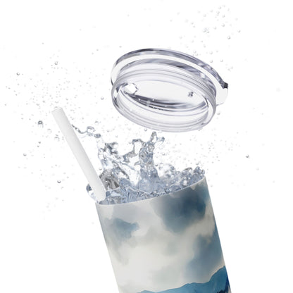 Snowy Skinny Tumbler with Straw, 20oz