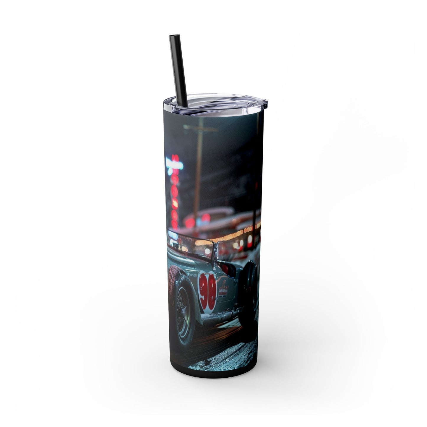 Retro hot rod car Skinny Tumbler with Straw, 20oz